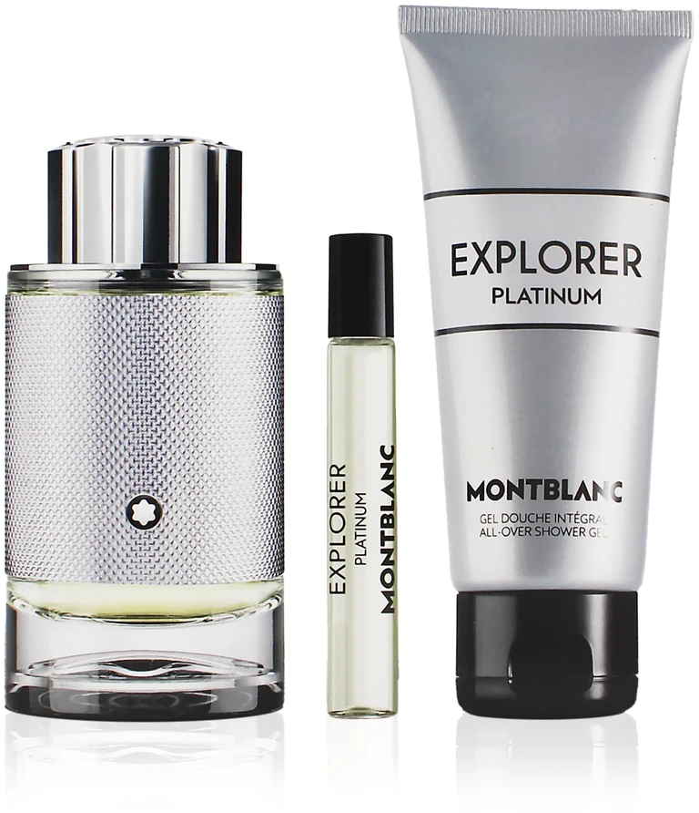 Mont Blanc rinkinys MONT BLANC Explorer Platinium EDP purškiklis 100ml + MINIATURA EDP 7,5ml + DUŠO ŽELĖ 100ml