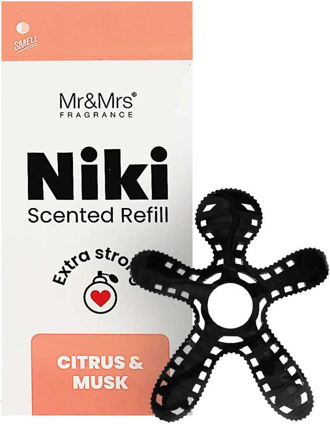 Mr&Mrs Fragrance Mr&Mrs Niki automobilio oro gaiviklio papildymas JRNIKIBX005V00 Automobilio kvapo papildymas, Citrusinių vaisių ir muskuso, Juodas