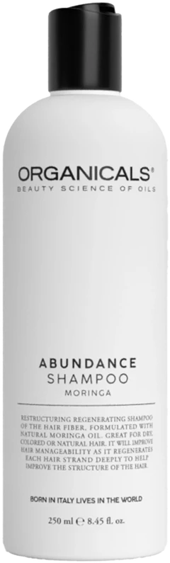 Organicals Abundance Šampūnas Moringa šampūnas sausiems ir pažeistiems plaukams, 250 ml