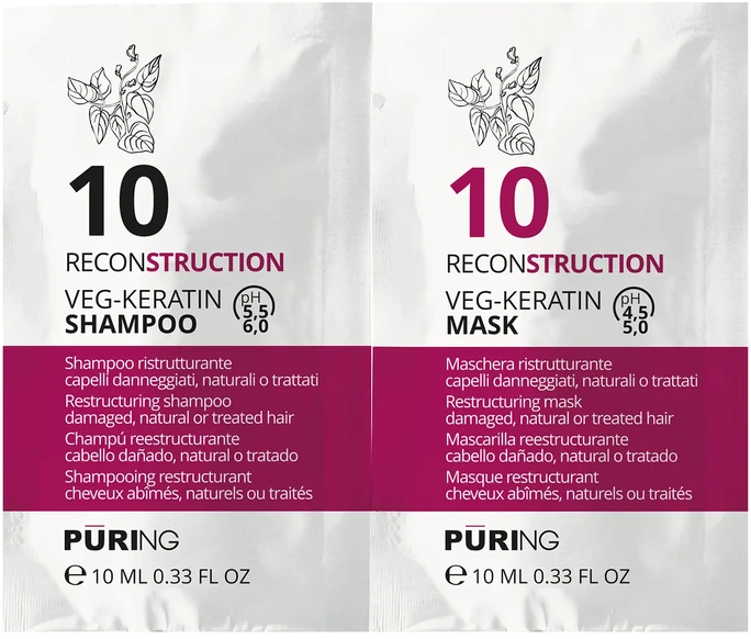 PURING 10 Reconstruction Veg-Keratin Šampūnas + Mask 10+10ml