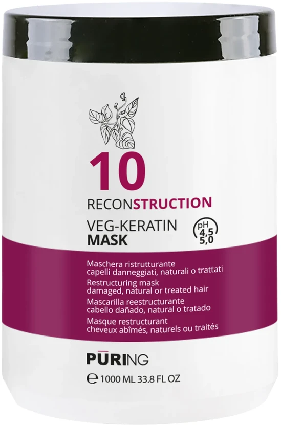 PURING 10 Reconstruction vegetariško keratino kaukė 1000ml