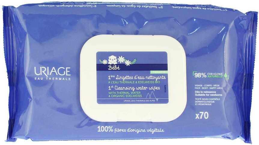 Uriage Bébé Lingettes Nettoyantes Cleansing Wipes drėgnos servetėlės vaikams, 70 vnt.