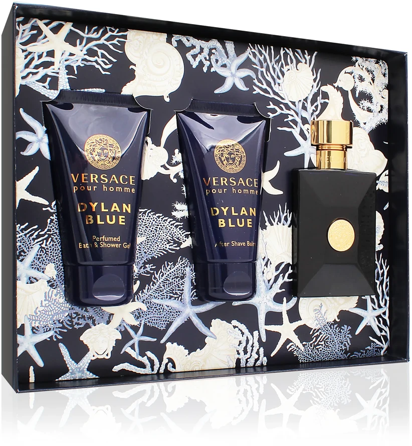 Versace Dylan Mėlyna Pour Homme Eau De Toilette, 50 ml Purškiklis Gel De Baño, 50 ml Balsamo After Shave, 50 ml