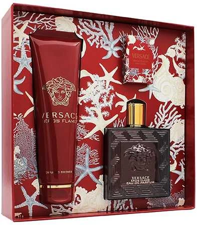 Rinkinys vyrams Versace Eros Flame (EDP, 100 ml + EDP, 5 ml + dušo želė, 150 ml)