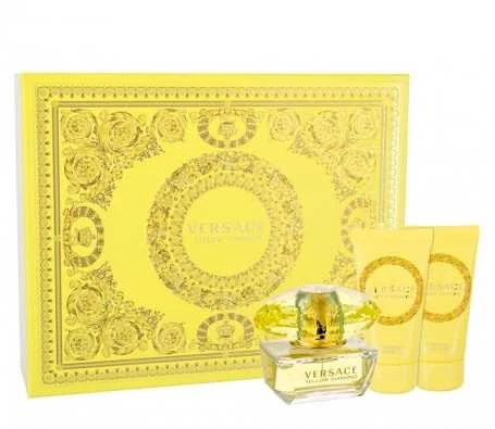 Versace Geltona Diamond rinkinys moterims (EDT, 50 ml + kūno losjonas, 50 ml + dušo želė, 50 ml)