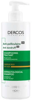 VICHY šampūnas nuo pleiskanų sausai galvos odai DERCOS, 390 ml