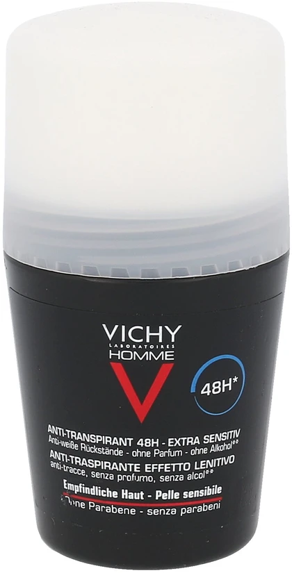 Vichy Homme Roll-on Anti-Transpirant Extra Sensitive 48H Vyriškas rutulinis dezodorantas jautriai odai, 50 ml