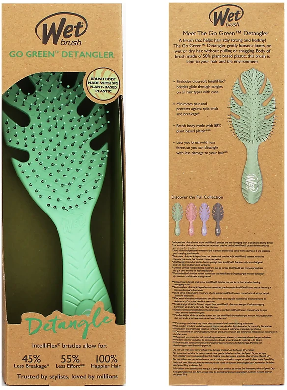 Wet Brush Wet Wet Plaukų šepetys Wet Go Žalias Detangler, Žalias