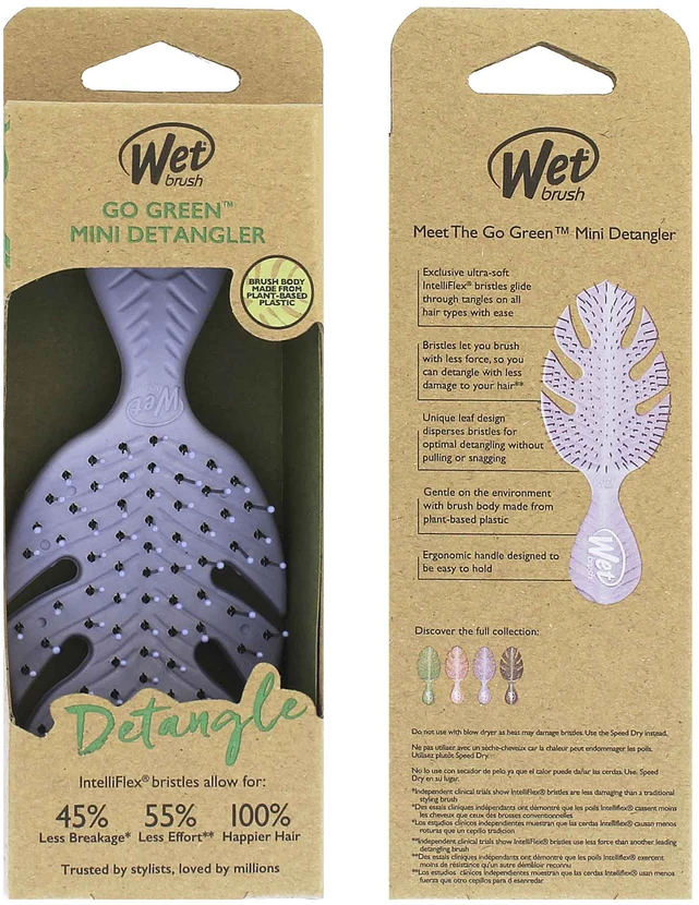 Wet Brush Wet Go Žalias Mini Detangler Lavender plaukų šepetys