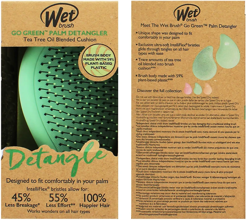 Wet Brush Wet Wet Šepetėlis Go Žalias Palm Detangler