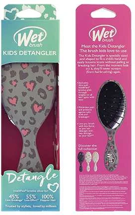 Wet Brush Wet Wet Vaikiškas plaukų šukavimo šepetys leopardų raštu