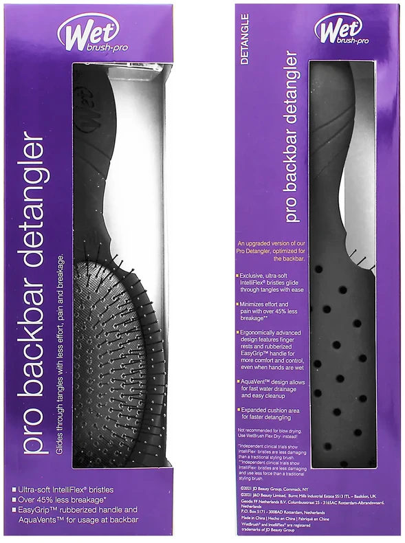 WET BRUSH Pro Backbar Detangler Juodas