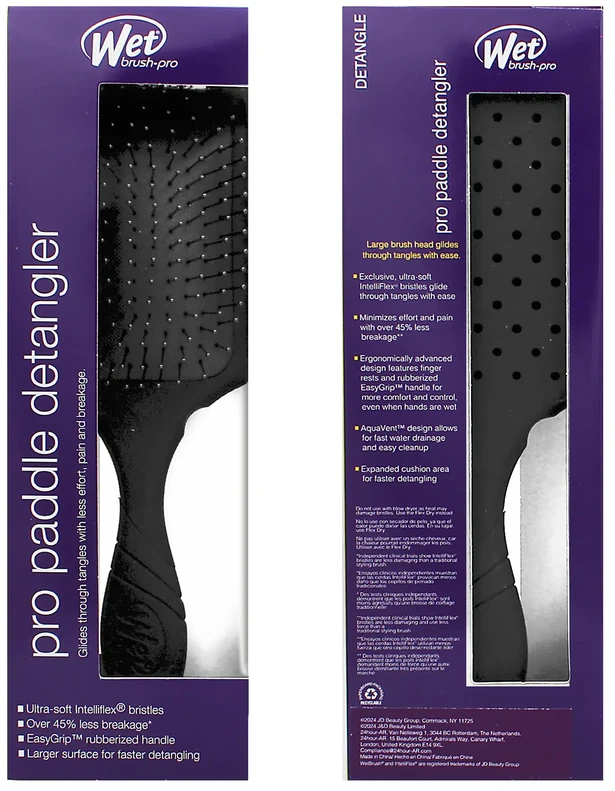 Wet Brush The Wet "The Wet Pro Paddle Detangler" juodos spalvos plaukų šepetys