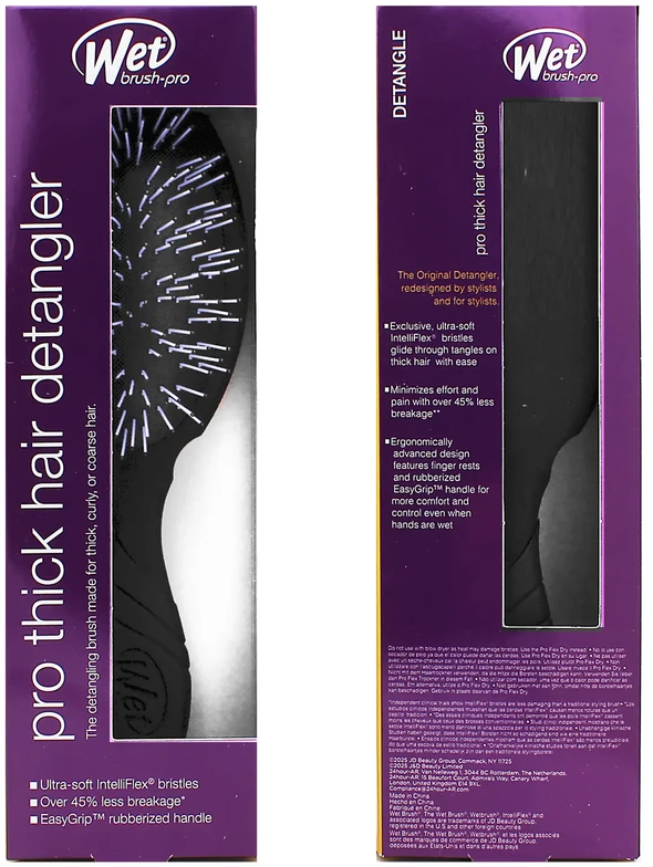 Wet Brush Wet Wet Thick Hair Pro Detangler Juodas plaukų šepetys