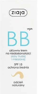 Ziaja BB Kreminis Oily and Mixed Skin BB Kreminis moterims, 50 ml