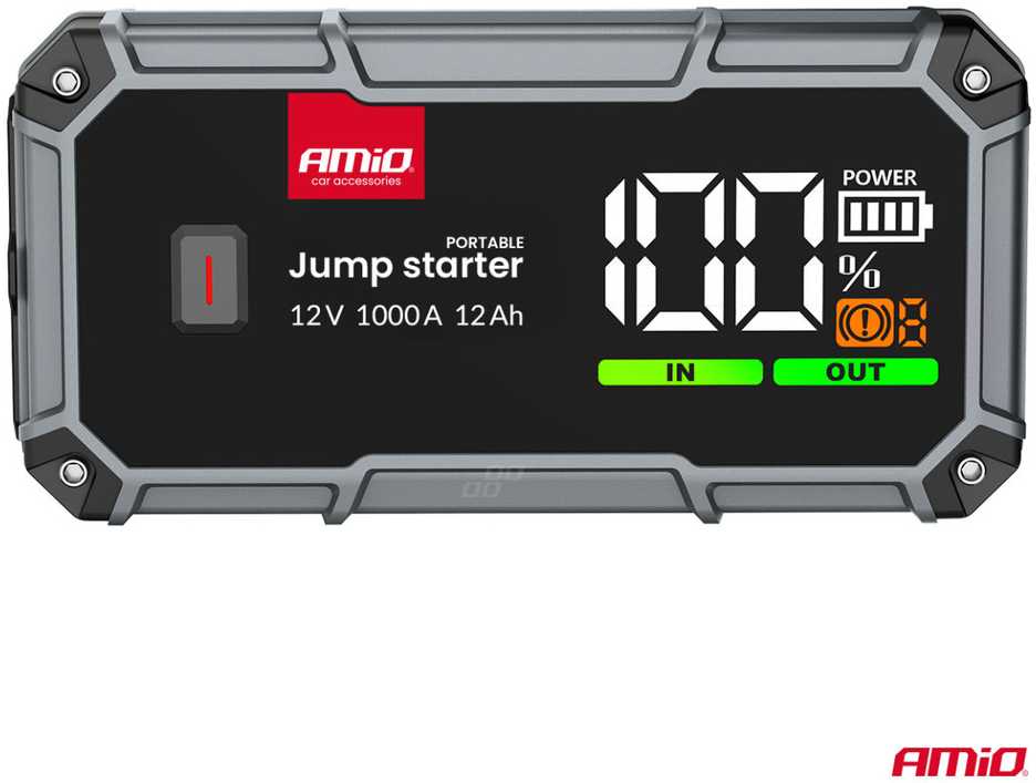 3in1 Automobilinis užvedimo įrenginys/LED/Powerbank 12V 12Ah 1000A PRO AMIO-04676
