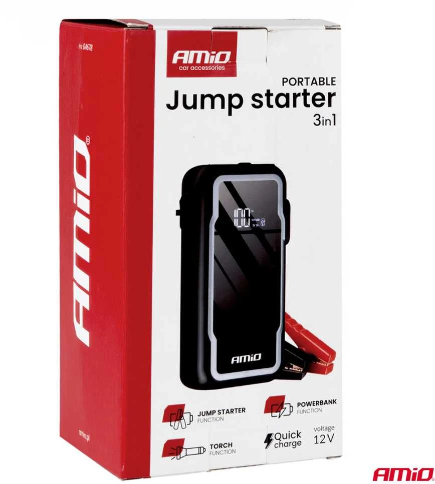 3in1 Automobilinis užvedimo įrenginys/LED/Powerbank 12V 12Ah 1600A AMIO-04678