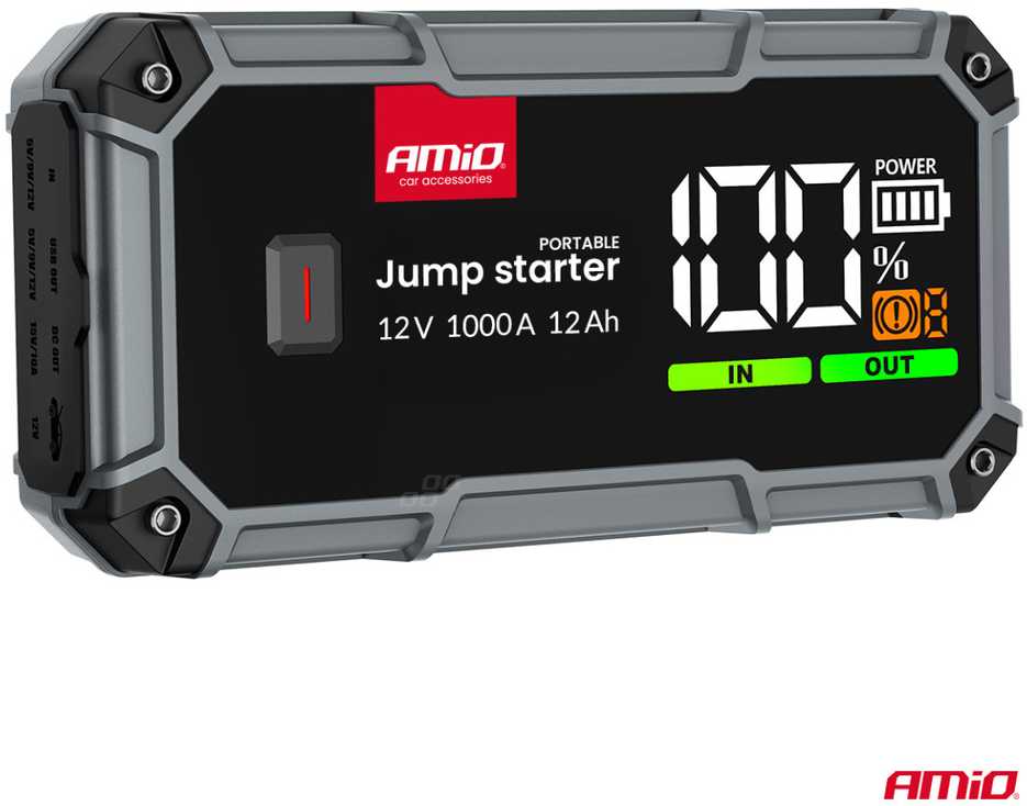 3in1 Automobilinis užvedimo įrenginys/LED/Powerbank 12V 12Ah 1000A PRO AMIO-04676