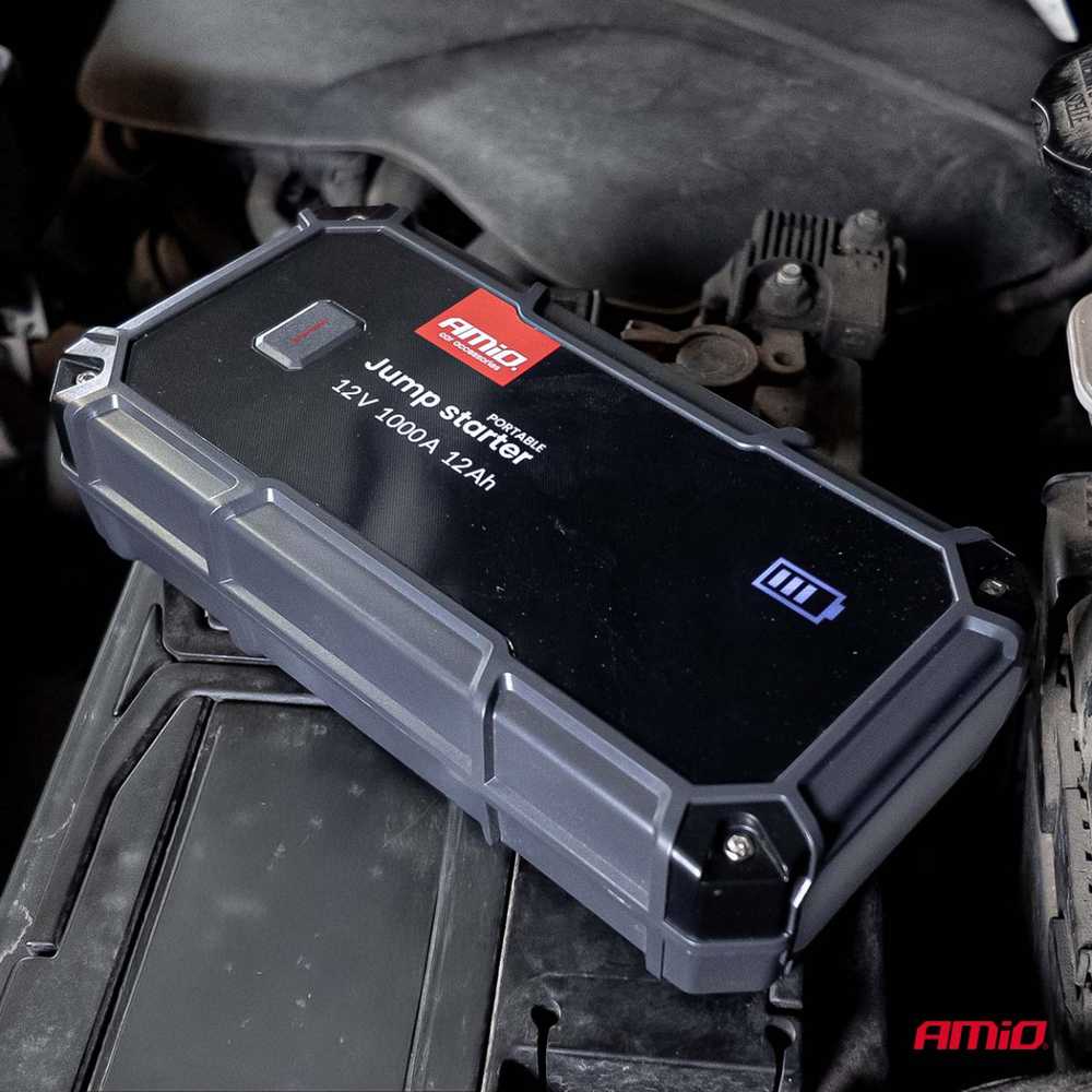 3in1 Automobilinis užvedimo įrenginys/LED/Powerbank 12V 12Ah 1000A PRO AMIO-04676