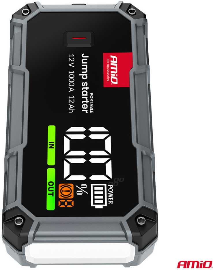 3in1 Automobilinis užvedimo įrenginys/LED/Powerbank 12V 12Ah 1000A PRO AMIO-04676