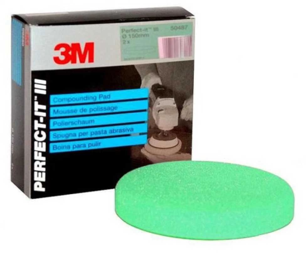 3M Perfect-It III Compounding Pad Žalias, poliravimo kempinė, žalia, 150mm