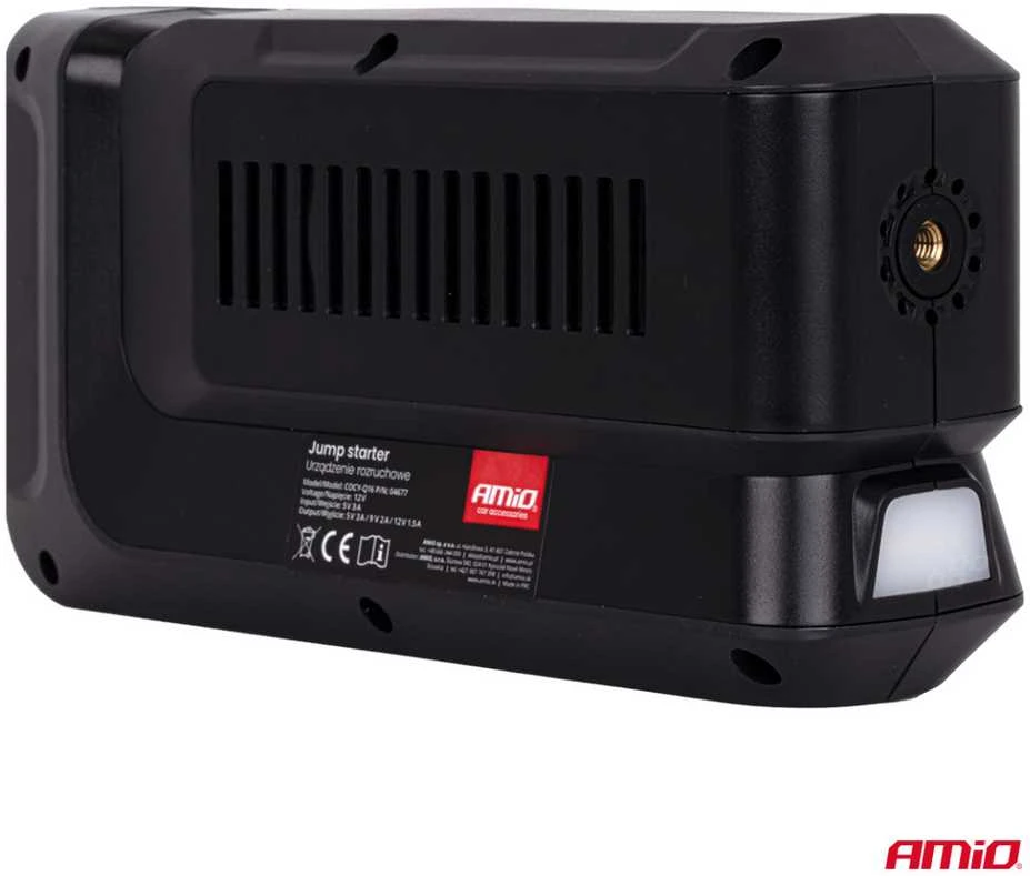 4in1 automobilinis užvedimo įrenginys (booster) su kompresoriumi, LED žibintuvėliu ir Powerbank 12V 12Ah 1600A AMIO-04677