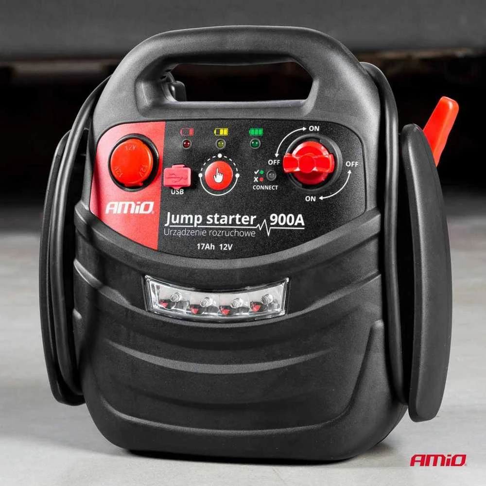 4in1 Automobilinis užvedimo įrenginys/LED/kompresorius/Powerbank 12V 17Ah 900A JS01 AMIO-02523
