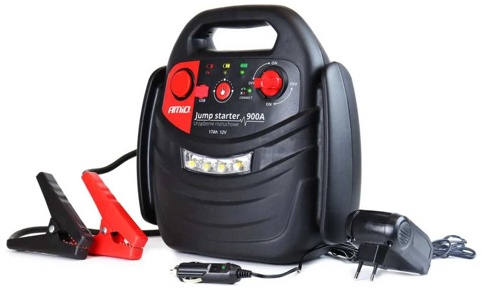 4in1 Automobilinis užvedimo įrenginys/LED/kompresorius/Powerbank 12V 17Ah 900A JS01 AMIO-02523