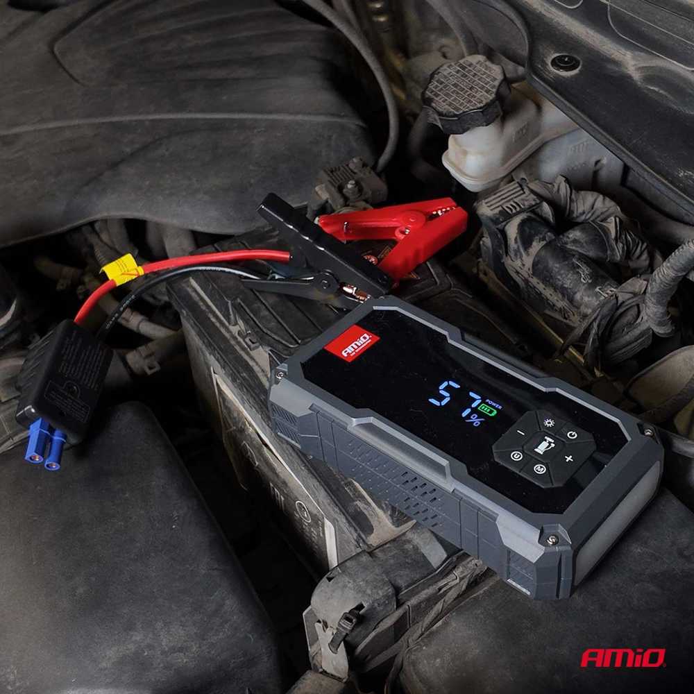4in1 Automobilinis užvedimo įrenginys/LED/kompresorius/Powerbank 12V 7,2Ah 600A PRO AMIO-04674