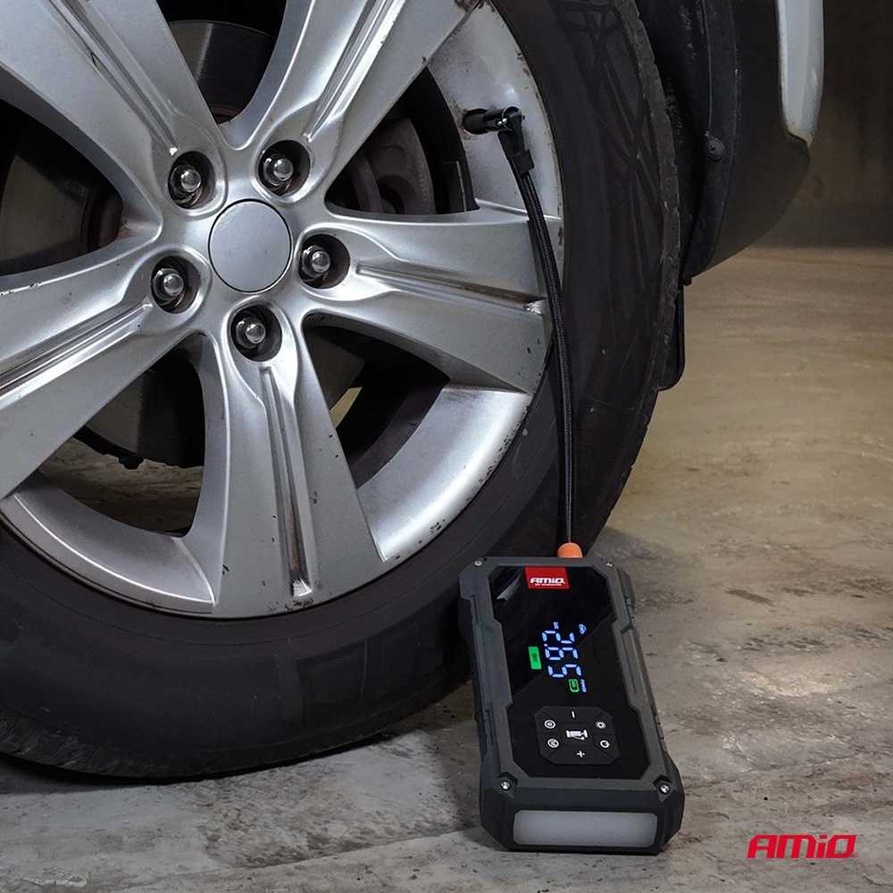 4in1 Automobilinis užvedimo įrenginys/LED/kompresorius/Powerbank 12V 7,2Ah 600A PRO AMIO-04674