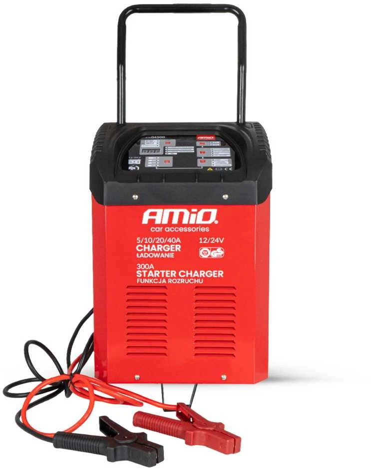 Akumuliatoriaus įkroviklis su užvedimo funkcija 12/24V MAX 40A, startas 300A, AMIO-04500