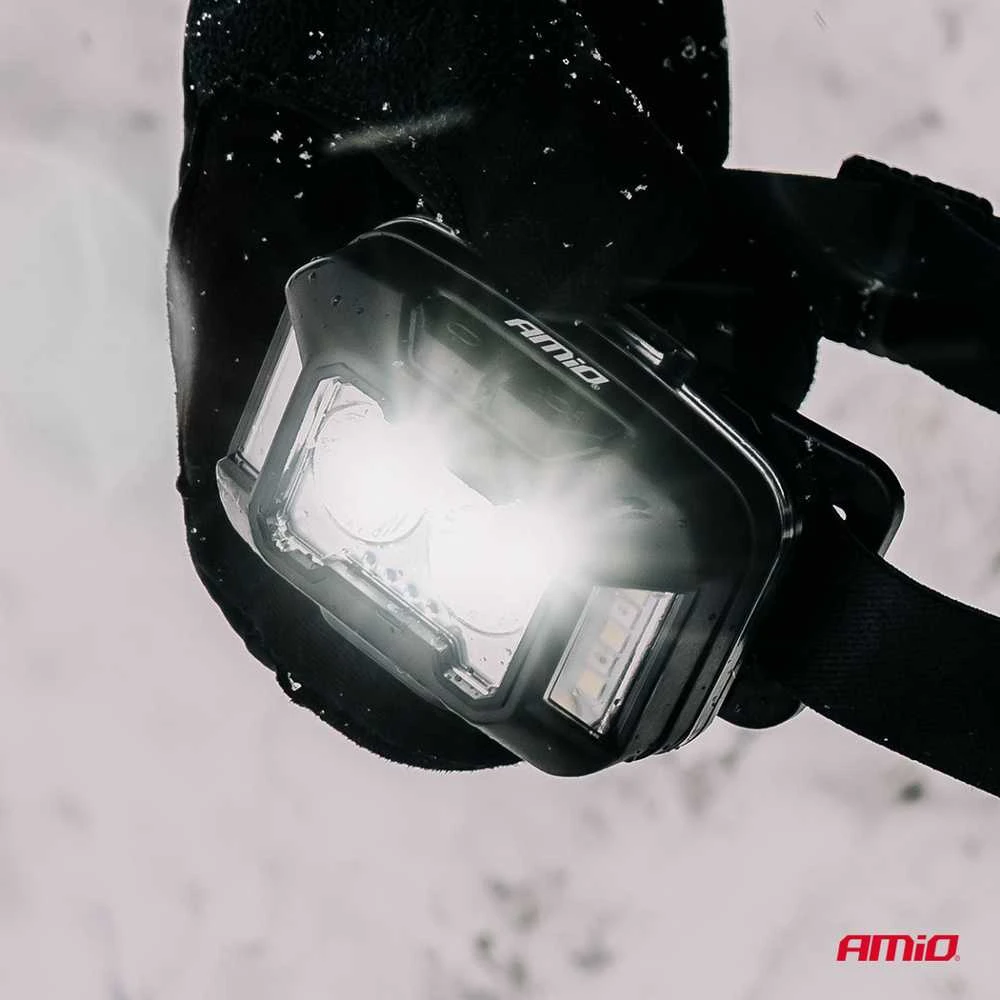 Akumuliatorinis LED galvos žibintas 2×XPG + 10 SMD, 1800 mAh, SUPER BRIGHT (BATT) AMIO-04668
