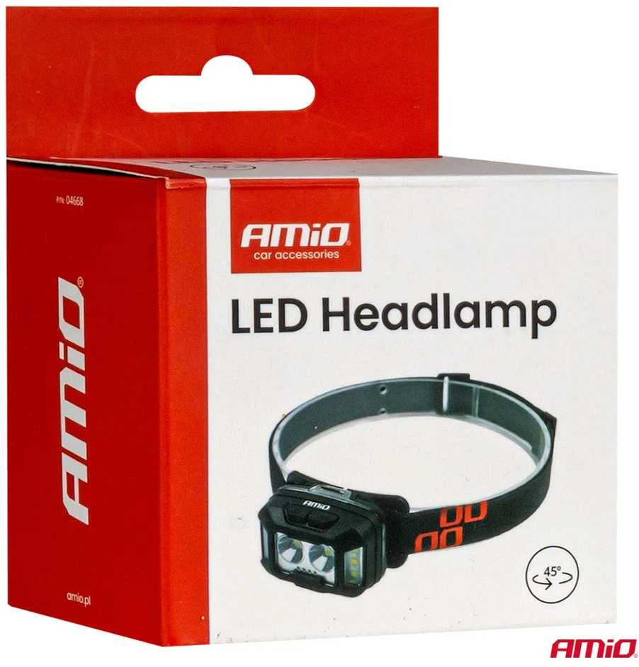 Akumuliatorinis LED galvos žibintas 2×XPG + 10 SMD, 1800 mAh, SUPER BRIGHT (BATT) AMIO-04668