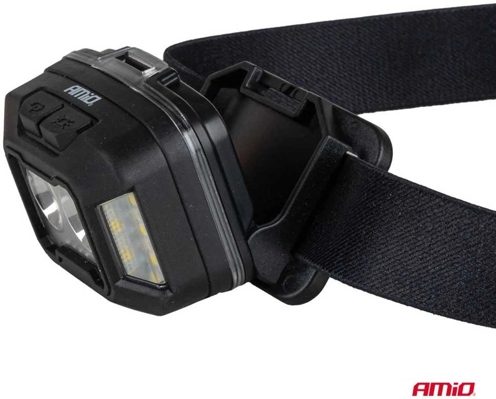 Akumuliatorinis LED galvos žibintas 2×XPG + 10 SMD, 1800 mAh, SUPER BRIGHT (BATT) AMIO-04668