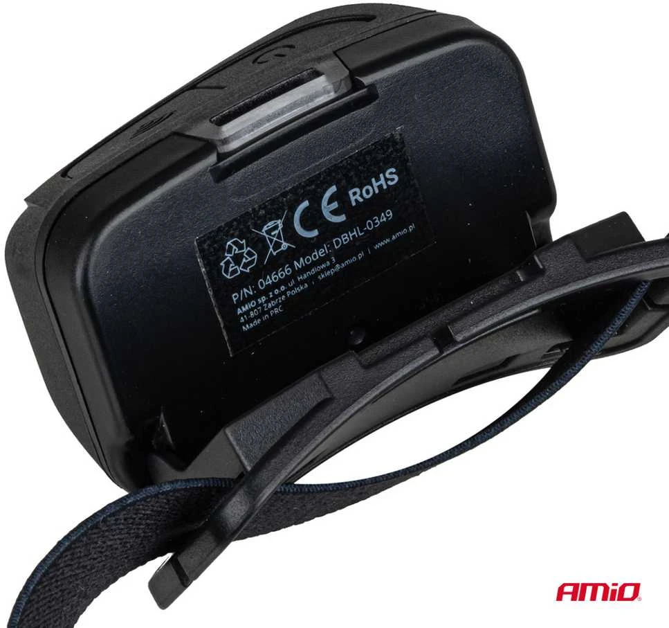Akumuliatorinis LED galvos žibintas COB su judesio jutikliu, 1800 mAh AMIO-04666