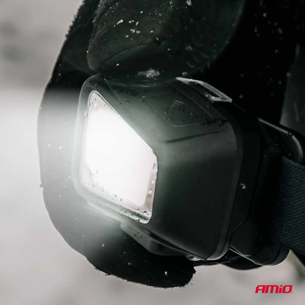 Akumuliatorinis LED galvos žibintas COB su judesio jutikliu, 1800 mAh AMIO-04666