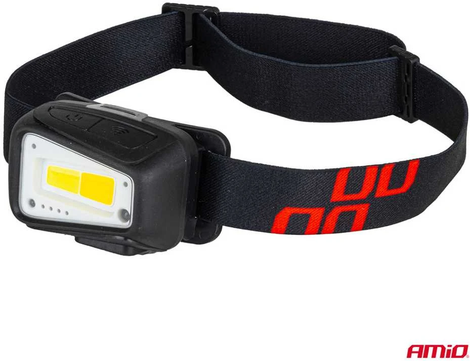 Akumuliatorinis LED galvos žibintas COB su judesio jutikliu, 1800 mAh AMIO-04666