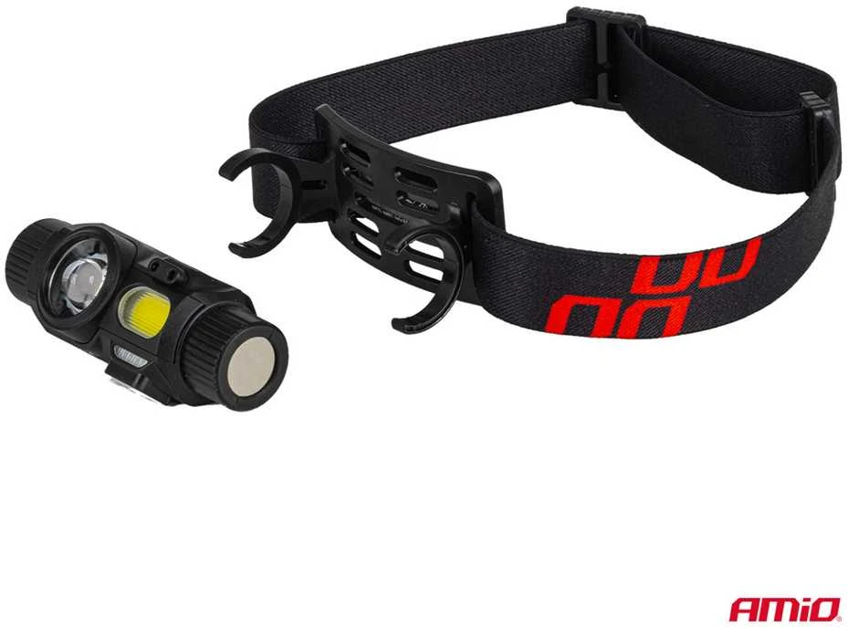 Akumuliatorinis LED galvos žibintas XPG+COB 1200mAh AMIO-04662