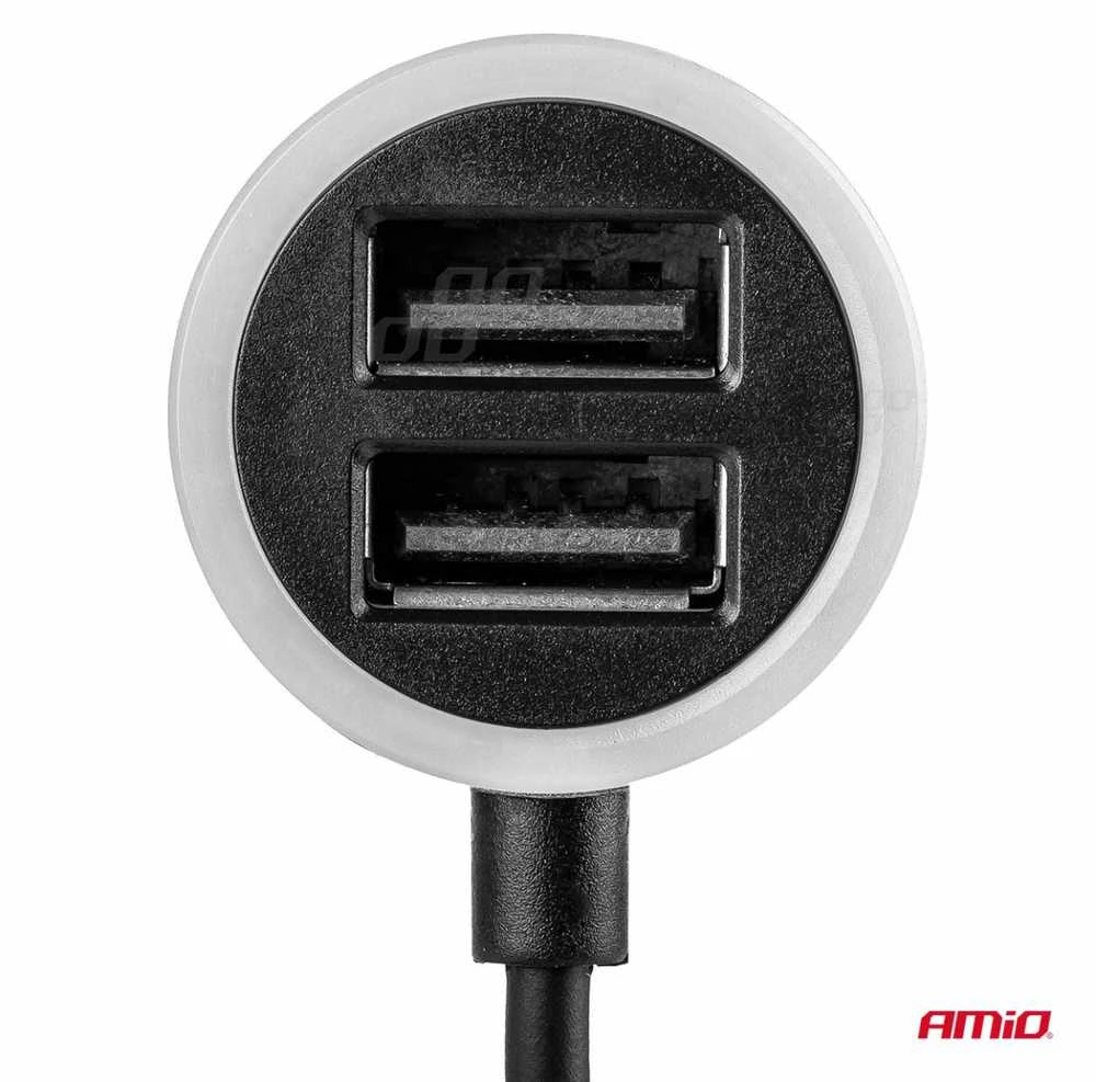 Amio Automobilinis įkroviklis PCH PRO-01 microUSB+2xUSB 2.4A 12/24V