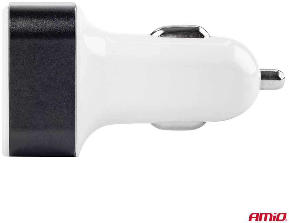 Amio Automobilinis telefono įkroviklis 3xUSB baltas PCH-03
