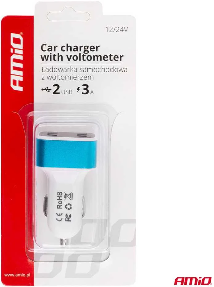Amio Automobilinis telefono kroviklis Test-04 2xUSB 12/24V