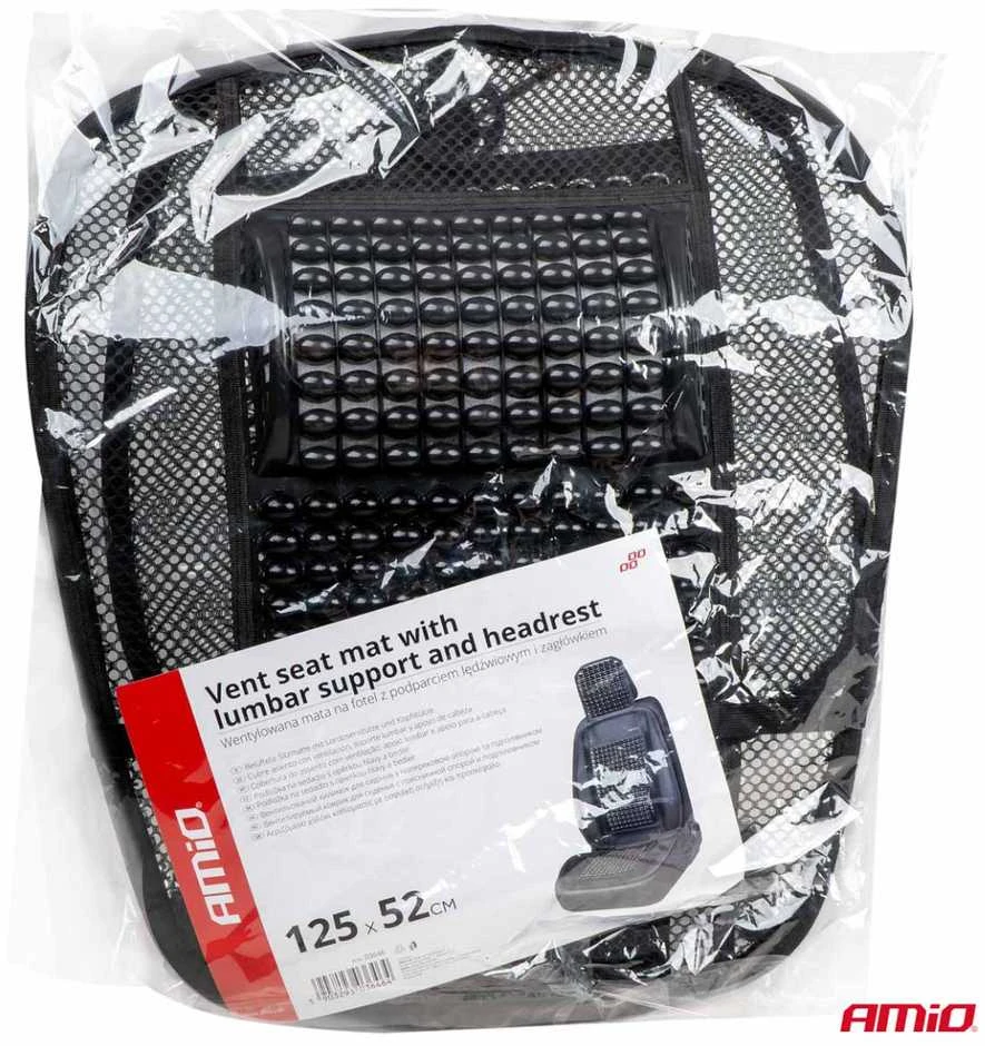 Amio Automobilio sėdynės kilimėlis su karoliukais 125 x 52 cm - juoda