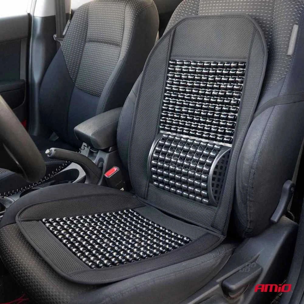 Karoliukų sėdynės kilimėlis su nugaros atrama automobiliui amio-03642