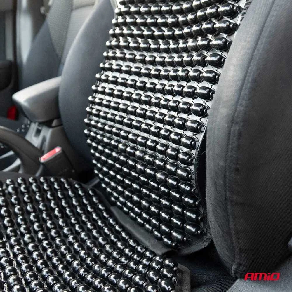 Amio Automobilio sėdynės kilimėlis su karoliukais 126 × 44 cm - juoda