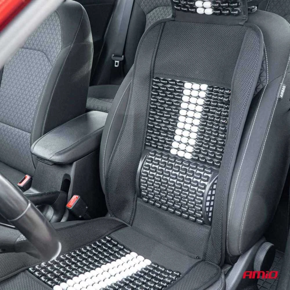 Amio Automobilio sėdynės kilimėlis su karoliukais 131 x 46 cm - juoda