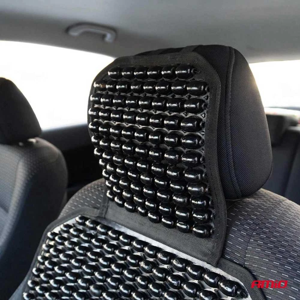 Amio Automobilio sėdynės kilimėlis su karoliukais 126 × 44 cm - juoda