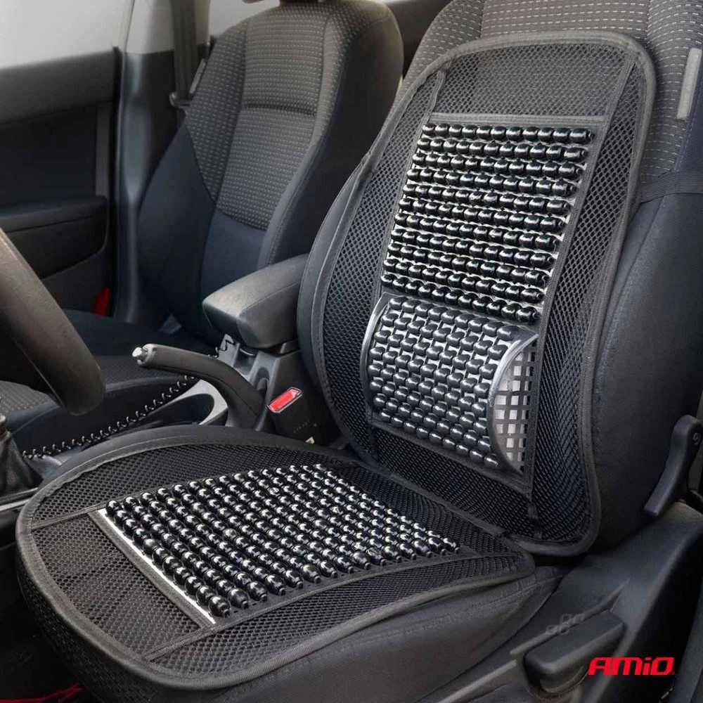 Amio Automobilio sėdynės kilimėlis su karoliukais 98 x 49 cm - juoda
