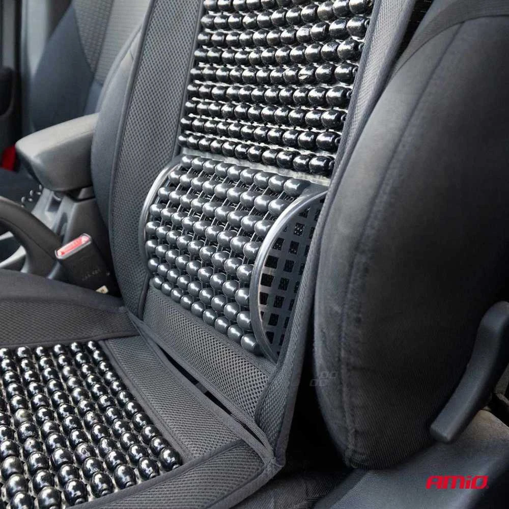 Karoliukų sėdynės kilimėlis su nugaros atrama automobiliui amio-03642