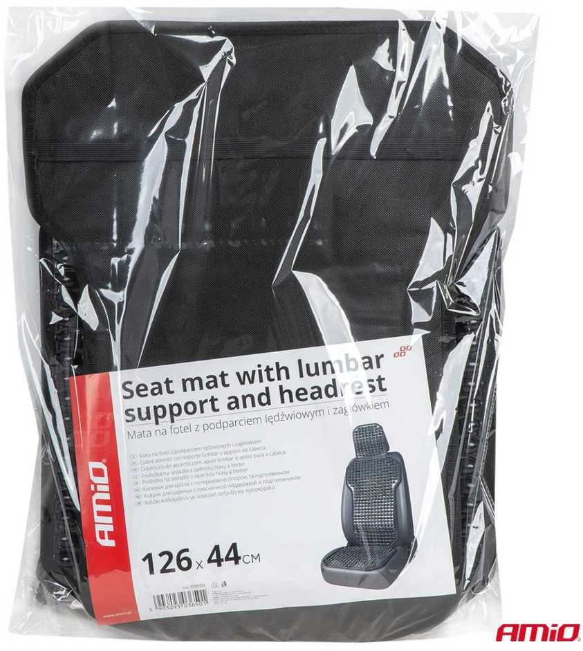 Amio Automobilio sėdynės kilimėlis su karoliukais 126 × 44 cm - juoda