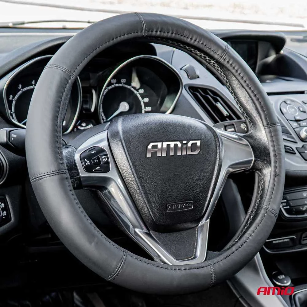 Amio Automobilio vairo užvalkalas 39-41 cm, natūrali oda, SWC-48-L